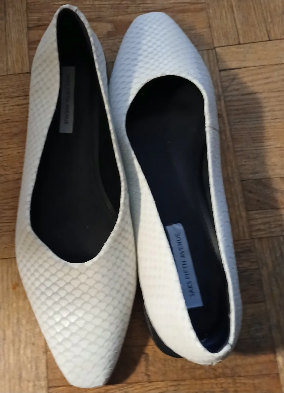 Saks Fifth Avenue off white flats thumbnail