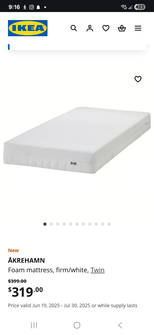 New IKEA ÅKREHAMN Twin Foam Mattress image indicator(2)