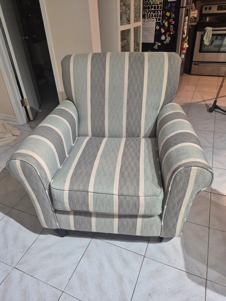 Striped Armchair - Blue/Grey thumbnail