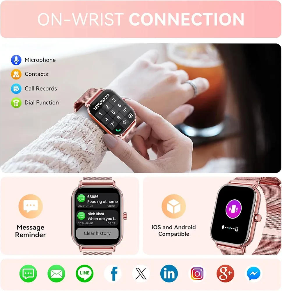 Rose Gold Smart Watch with Activity Tracker image indicator(8)