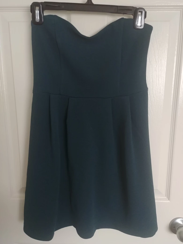 Forever 21 Dark Green Strapless Dress