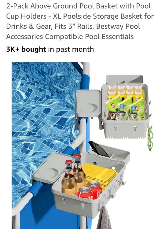 New 2-Pack Pool Basket with Cup Holders thumbnail