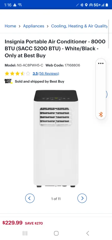 Insignia Portable Air Conditioner - 8000 BTU (SACC 5200 BTU) -