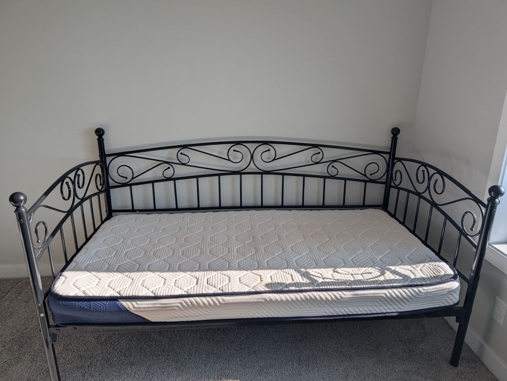 Black Metal Daybed with Mattress