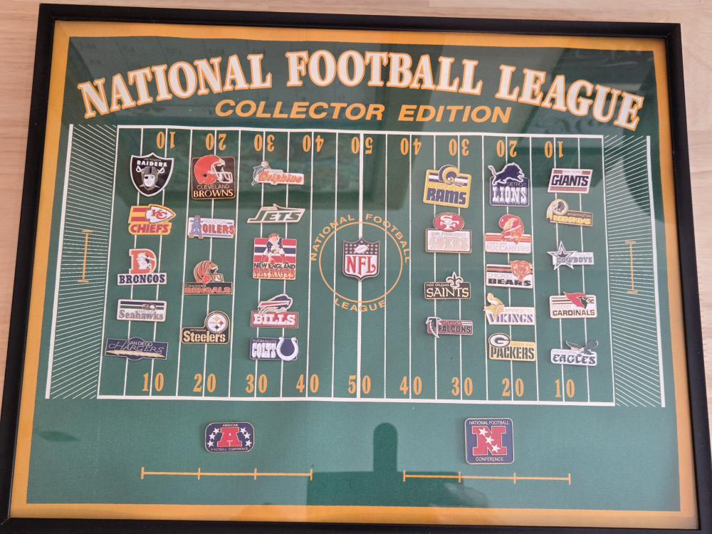 Vintage  NFL Collector Edition Framed Pin Set
