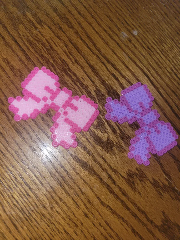 Handmade Perler Bead Bows - Purple thumbnail
