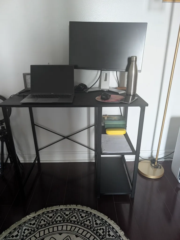 Black Metal Desk with Shelves thumbnail