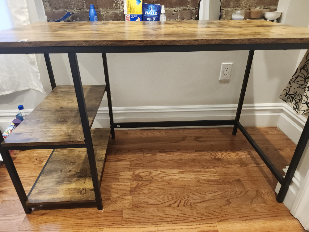 Rustic Brown Computer Desk with Shelves - photo 3
