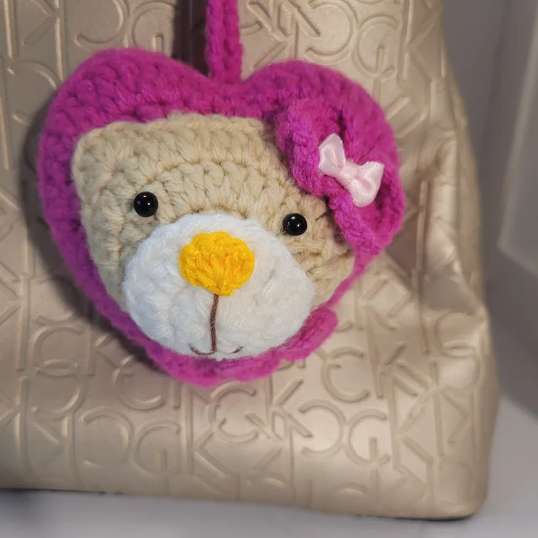 Crochet Heart Bear Keychain thumbnail