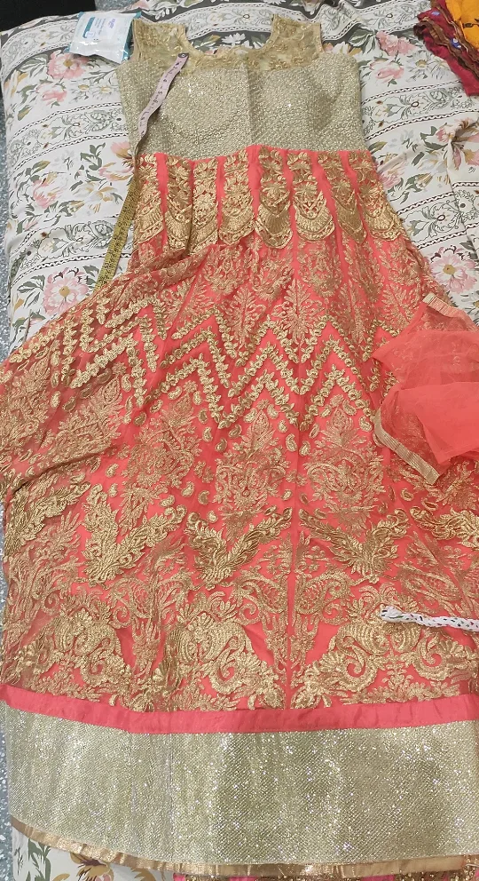 Peach & Gold Embroidered Indian Dress thumbnail