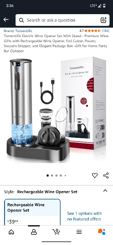 Tomentific Electric Wine Opener Set thumbnail