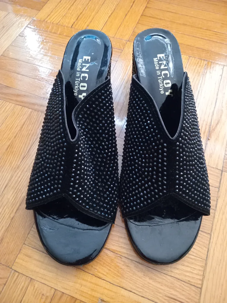 Encoy Black Heeled Sandals - Size 39 thumbnail