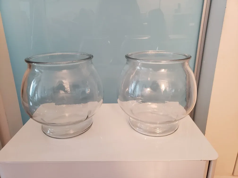 Two 1-Gallon Each Clear Glass Bowls. thumbnail