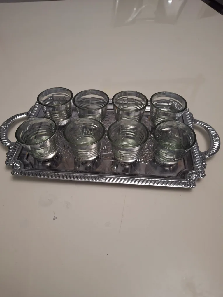 Silver Shot Glasses Set with Tray thumbnail