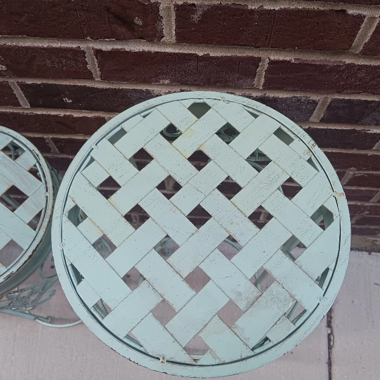Set of 3 Metal Plant Stands - Aqua - photo 2