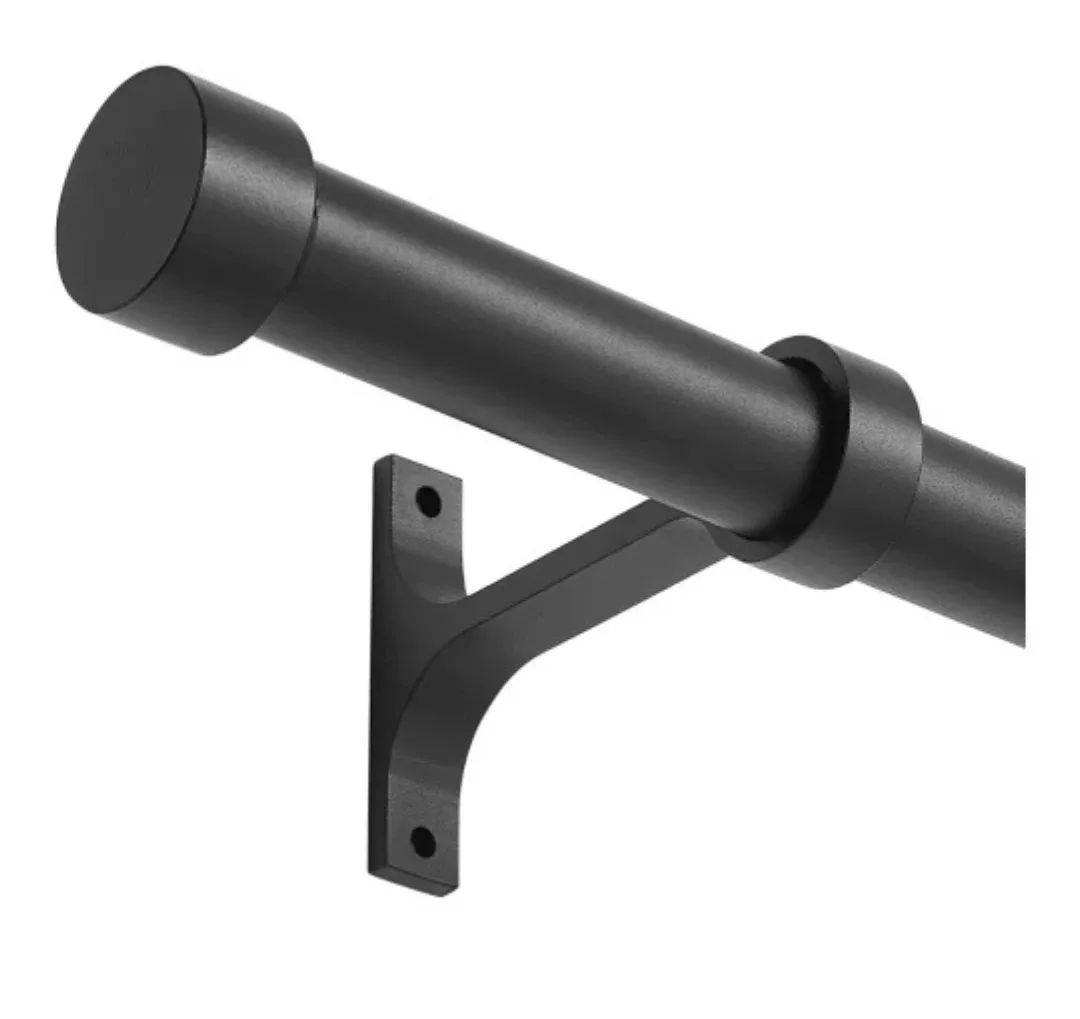 Wayolte Matte Black Curtain Rod, Size 72-144, New thumbnail