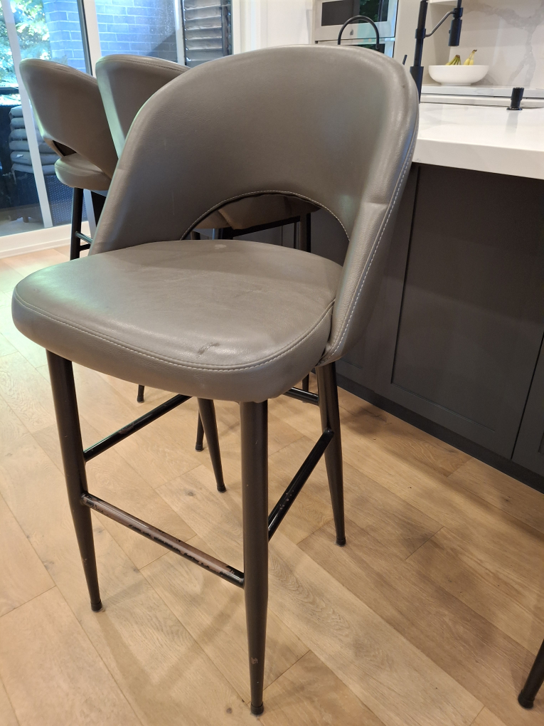 Set of 4 Grey Bar Stools Leather - photo 3
