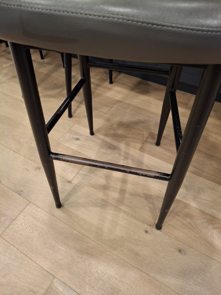 Set of 4 Grey Bar Stools Leather - photo 5