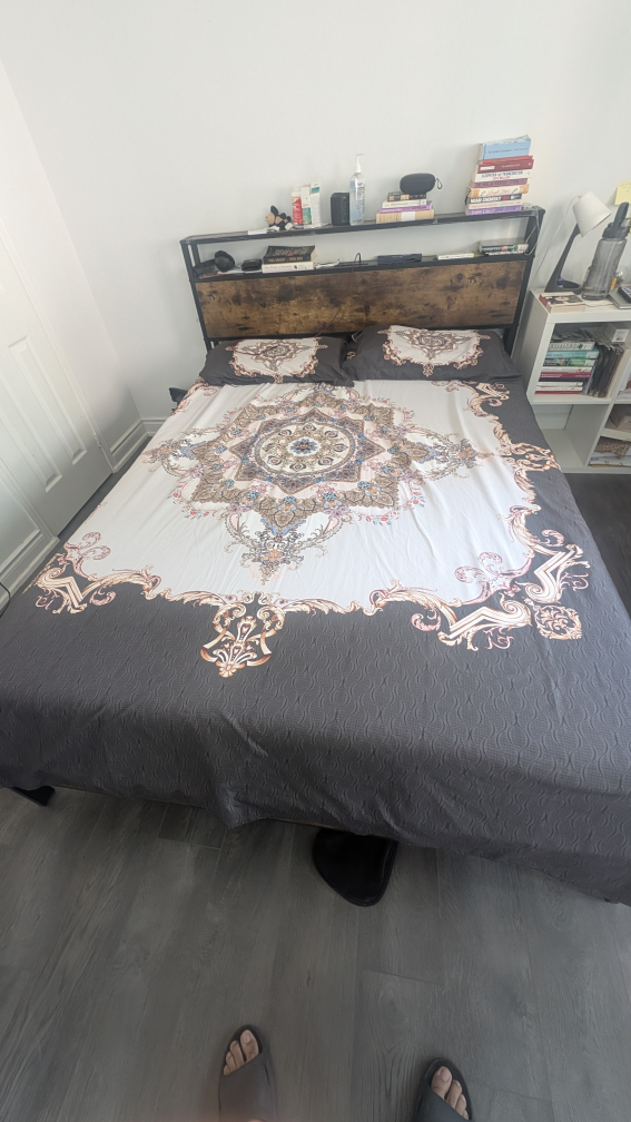 Queen Size Bed Frame with Headboard + Mattress (Free)