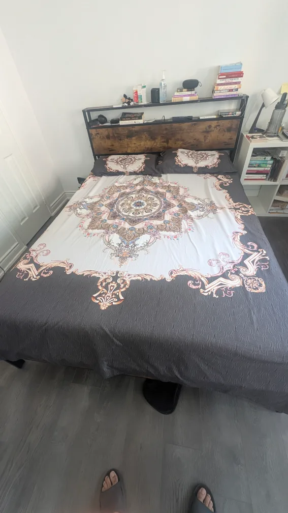 Queen Size Bed Frame with Headboard + Mattress (Free) thumbnail