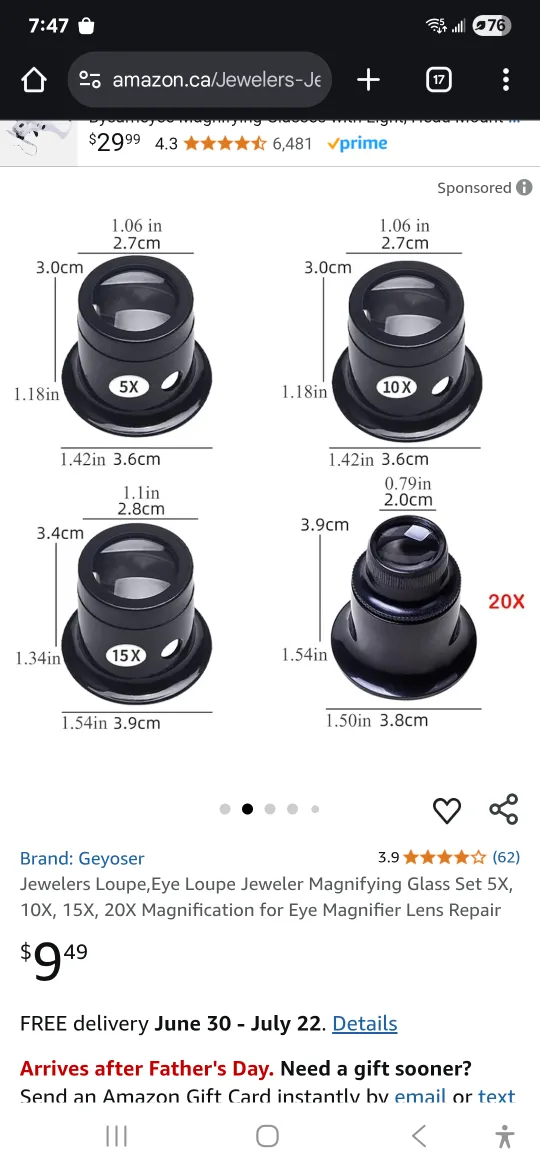 Eye Loupe 10X Magnification for jewery watch repair thumbnail