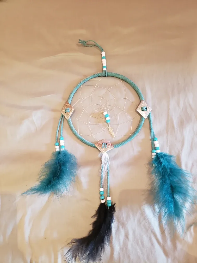 Turquoise Dream Catcher with Feathers thumbnail