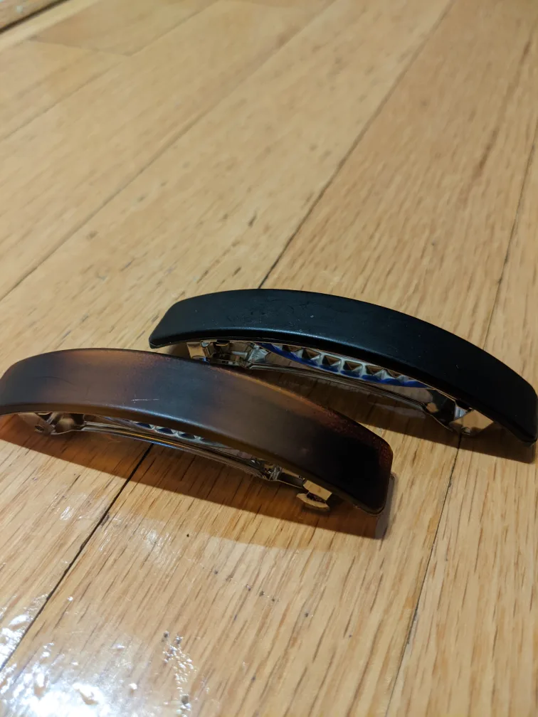 Two Hair Barrettes - Black and Tortoise Shell thumbnail