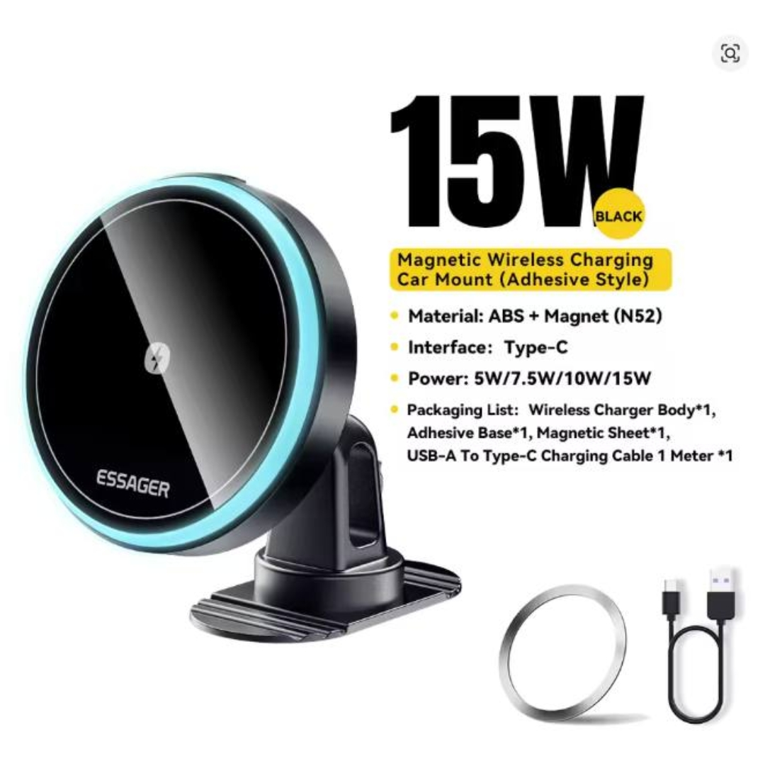 Magnetic Wireless Charger Car Phone Holder 15W - Dash - photo 2