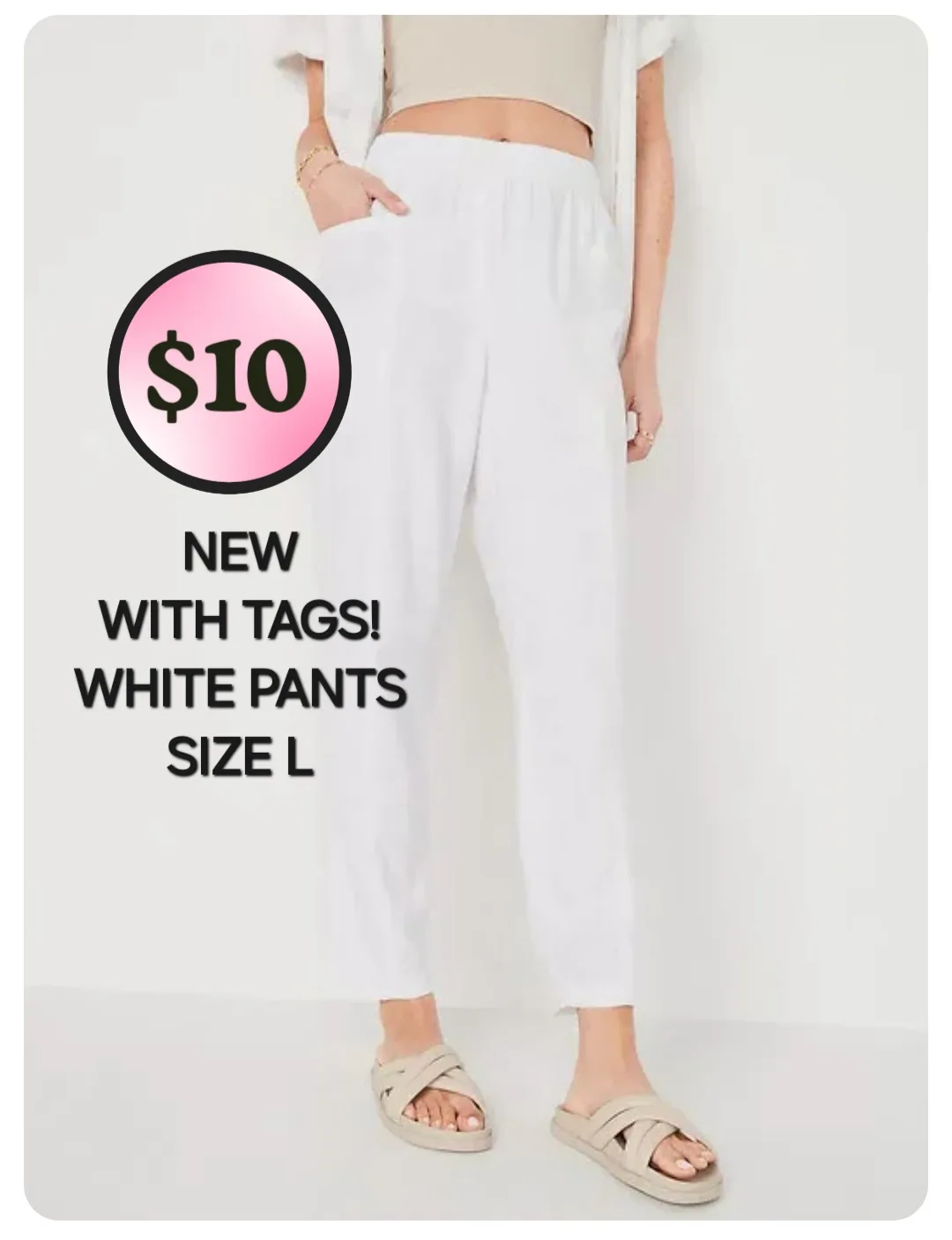BRAND NEW W/ TAGS!  White Linen Pants thumbnail