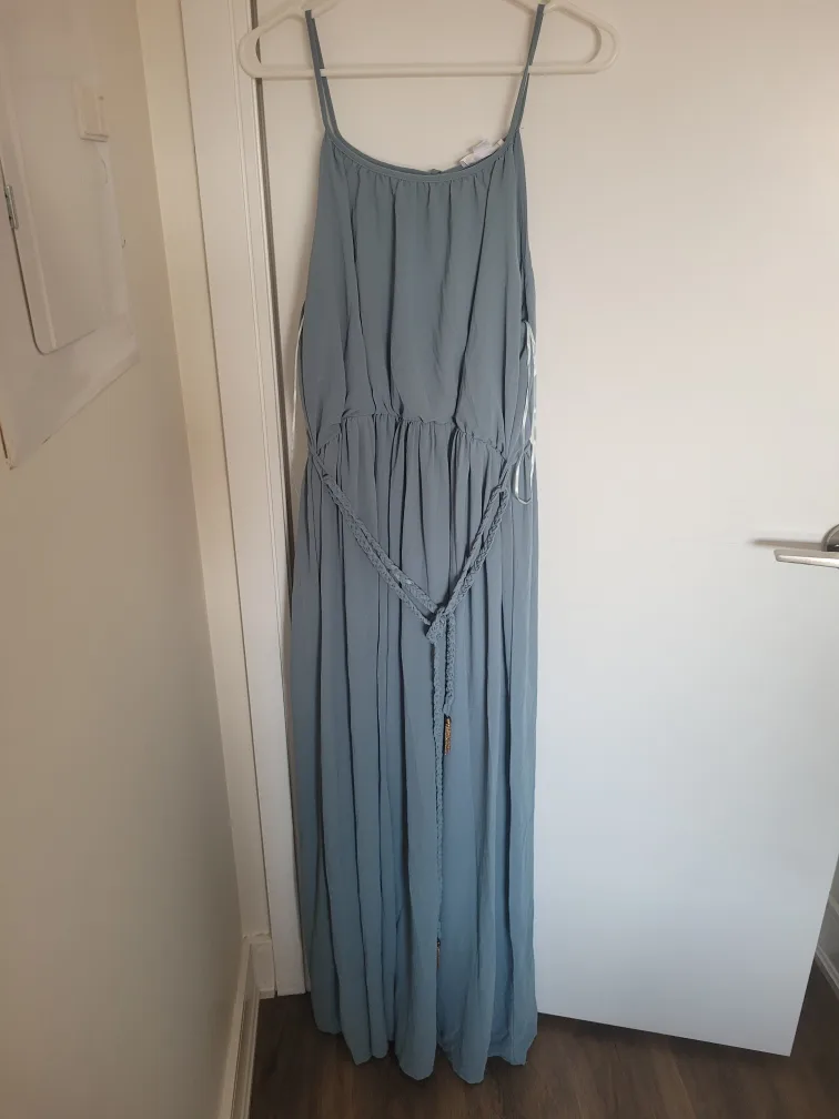 Blue Maxi Dress with Braided Belt thumbnail