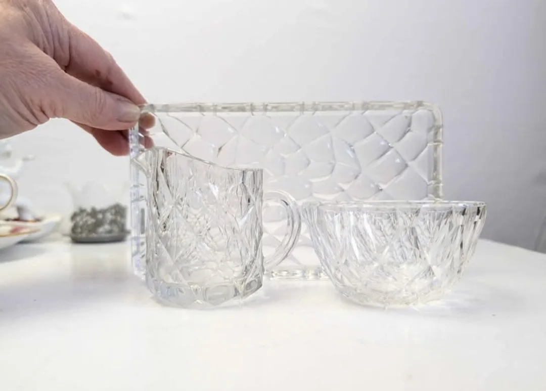 Cut Glass Sugar Bowl & Creamer Set thumbnail
