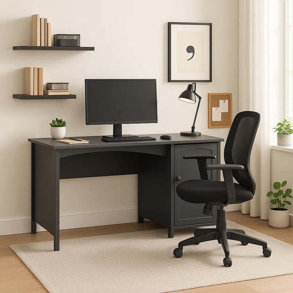Dark Grey Desk with Storage thumbnail