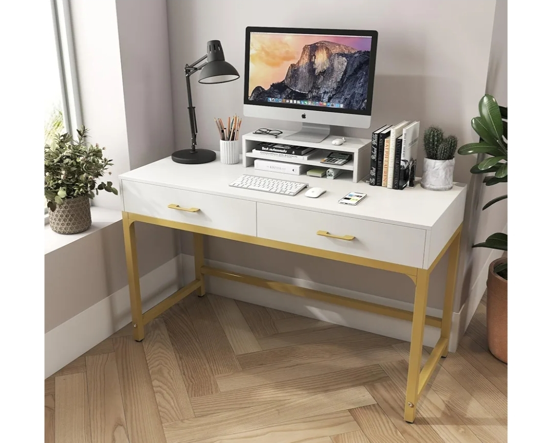 White & Gold Vanity Desk