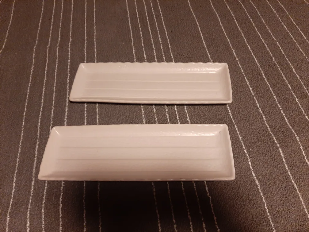 Two White Ceramic Rectangular Serving Dishes thumbnail