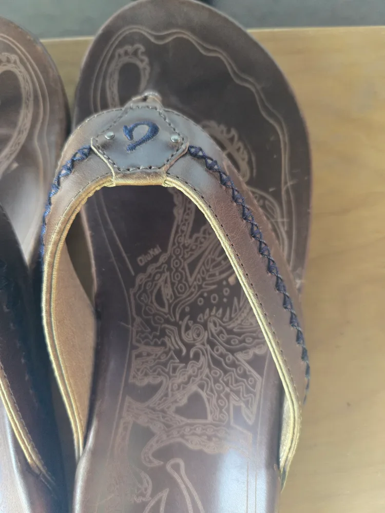 OluKai Ohukai Brown Leather Sandals image indicator(3)