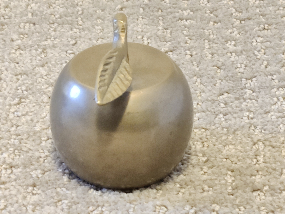 Vintage Brass Apple Shaped Dinner Bell w/ Stem and Leaf - 2-1/4" - photo 2