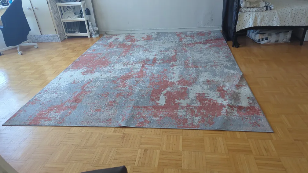 Abstract Area Rug - Grey & Red image indicator(2)