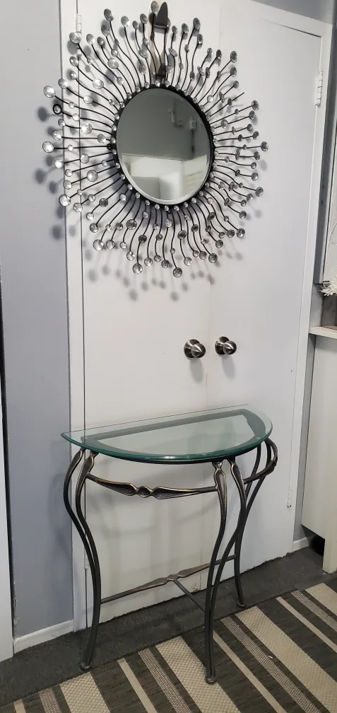 Glass Top Half-Moon Console Table thumbnail
