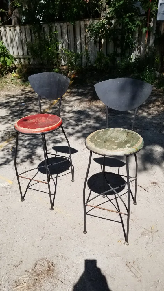 Two Vintage Metal Bar Stools thumbnail