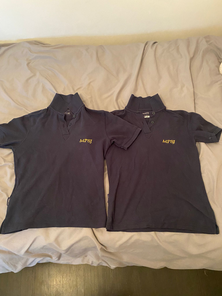 MPSJ McCarthy Uniforms Girls Youth Large Polo Shirts - Navy Blue