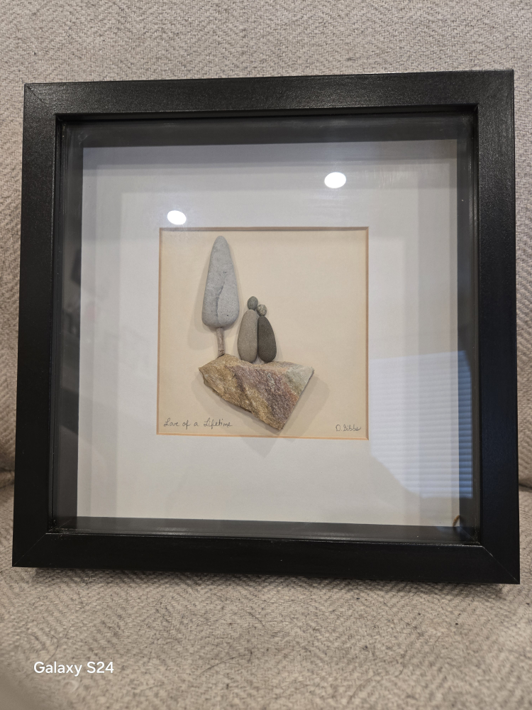 Framed Pebble Art - "Love of a Lifetime"