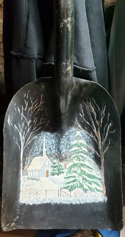 Painted Winter Scene Shovel