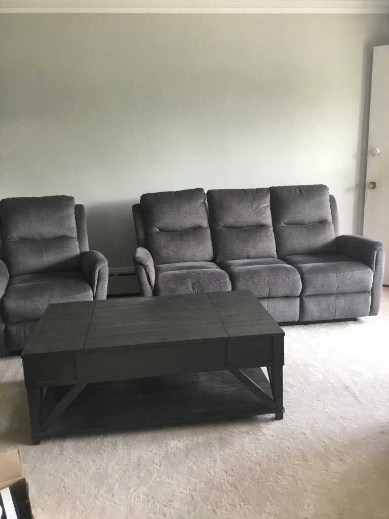 Grey Reclining Sofa and Chair Set