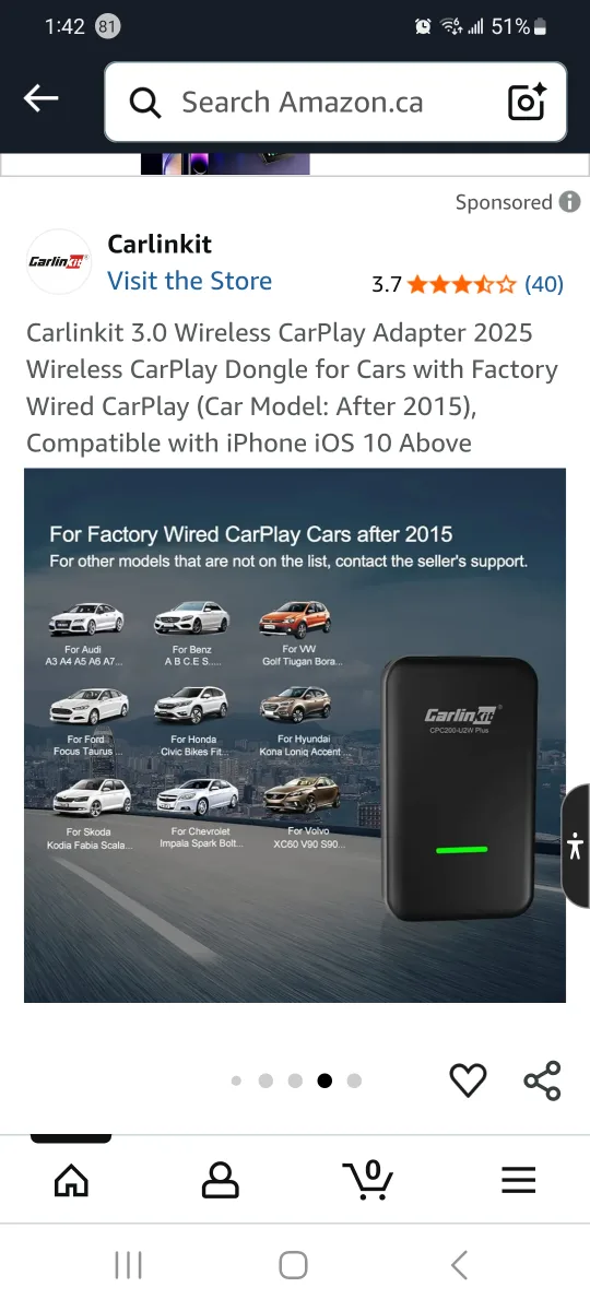 Carlinkit 3.0 Wireless CarPlay Adapter thumbnail