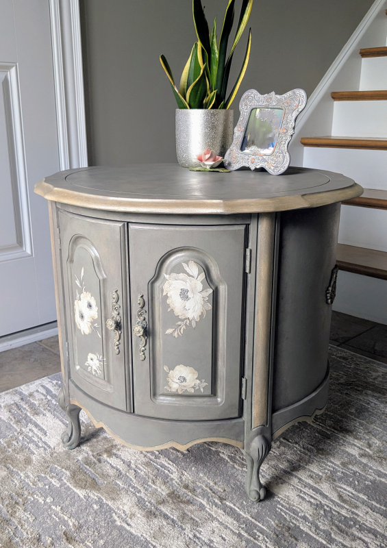 Vintage Floral Painted Accent Table