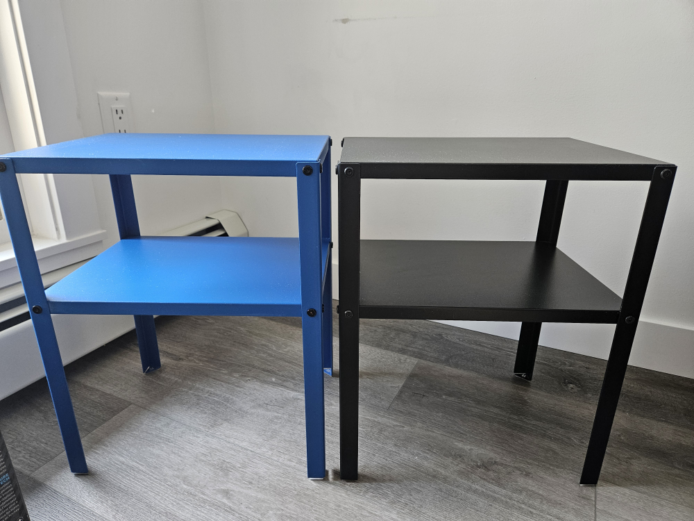2 metal side tables with shelf