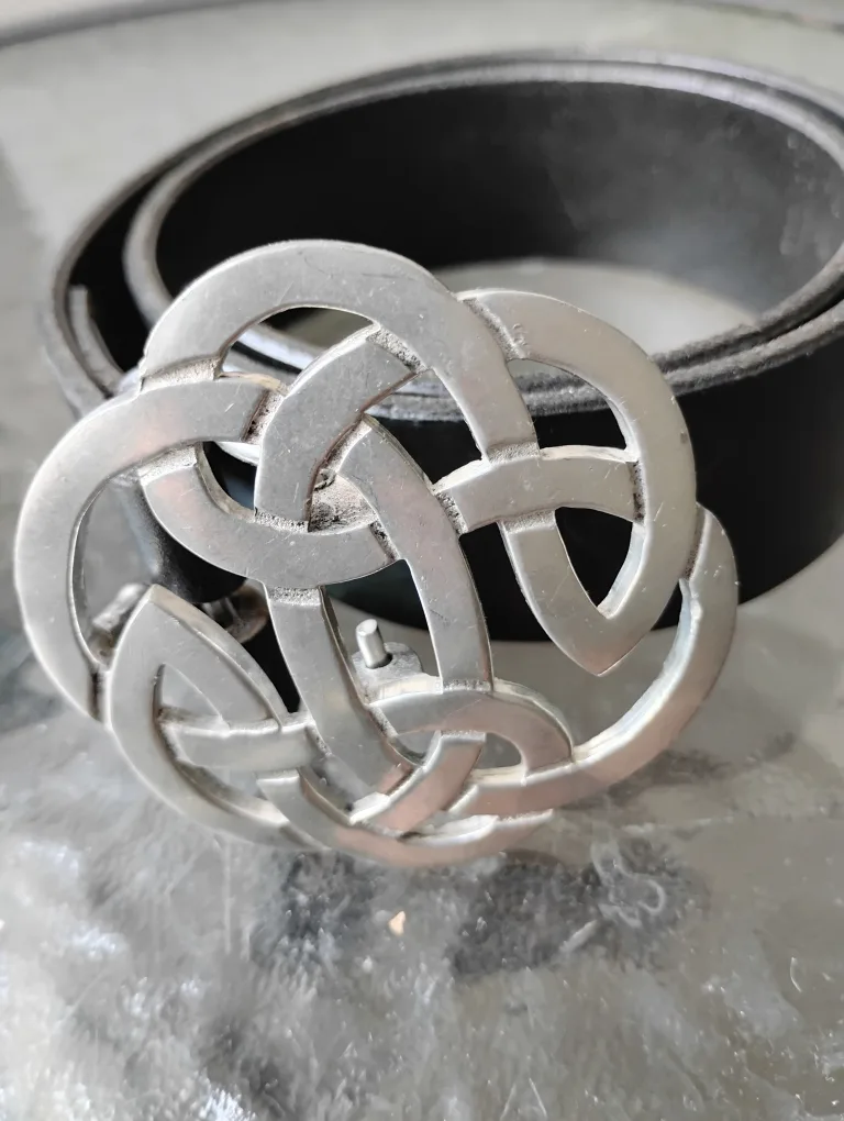 Leather Belt with Pewter Celtic Knot Buckle thumbnail
