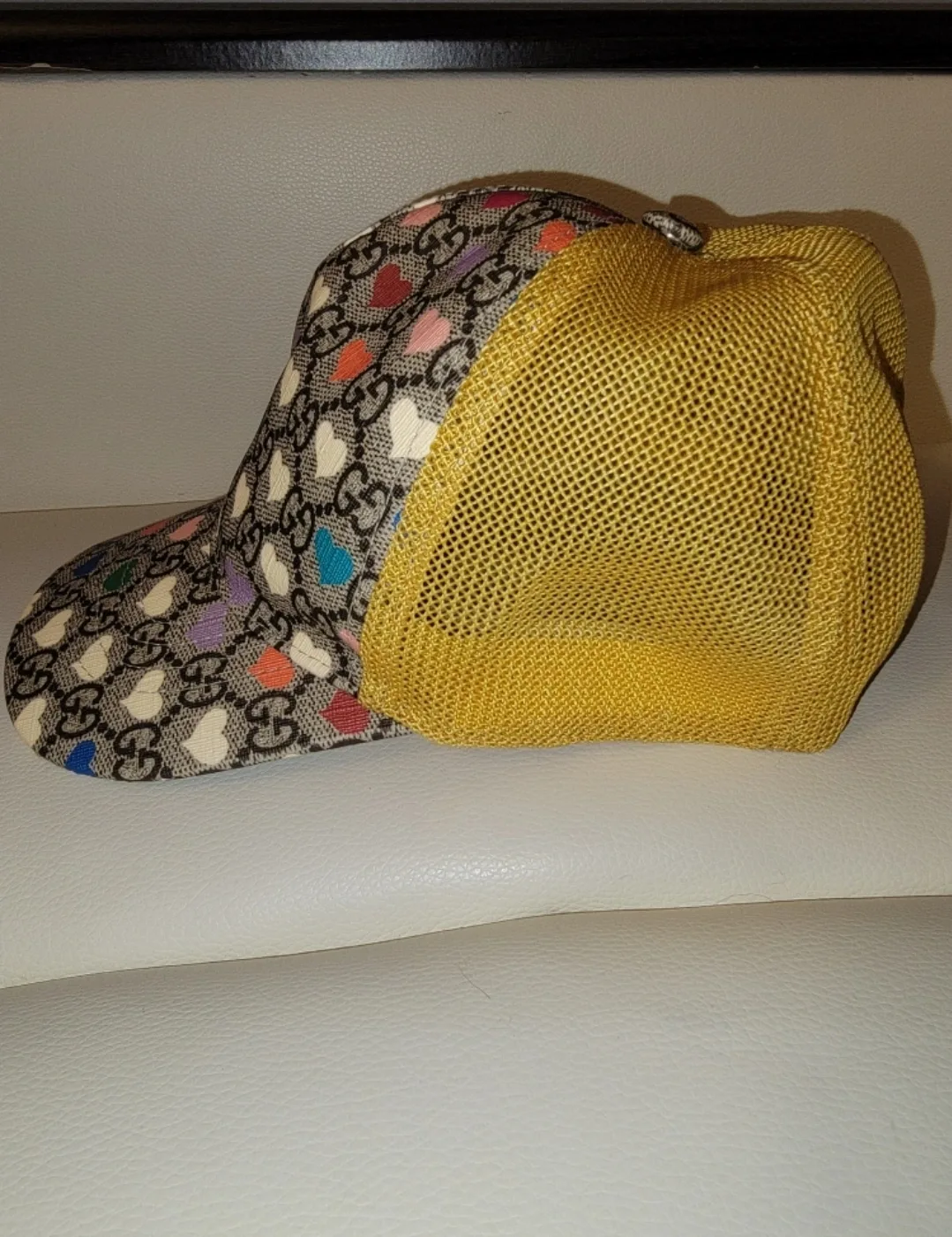 Authentic Kids Gucci Multicolor Heart Print Hat - Size M image indicator(2)
