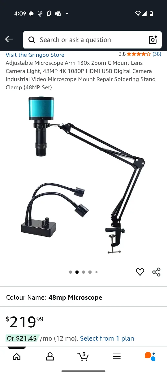 Adjustable Microscope Arm 130x Zoom thumbnail