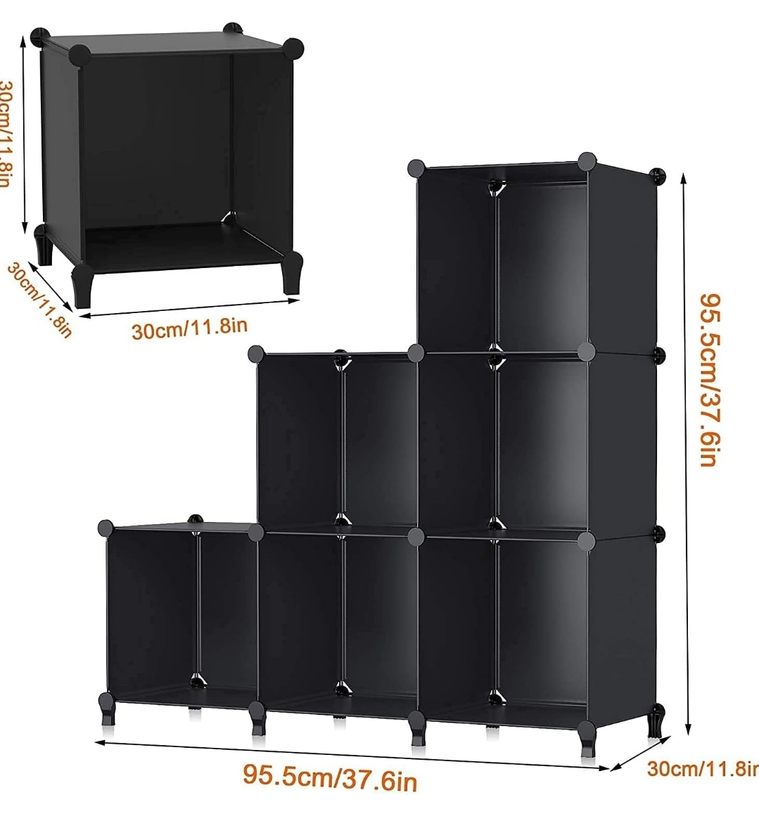 Black Modular 6 Cube Storage Organizer - photo 3